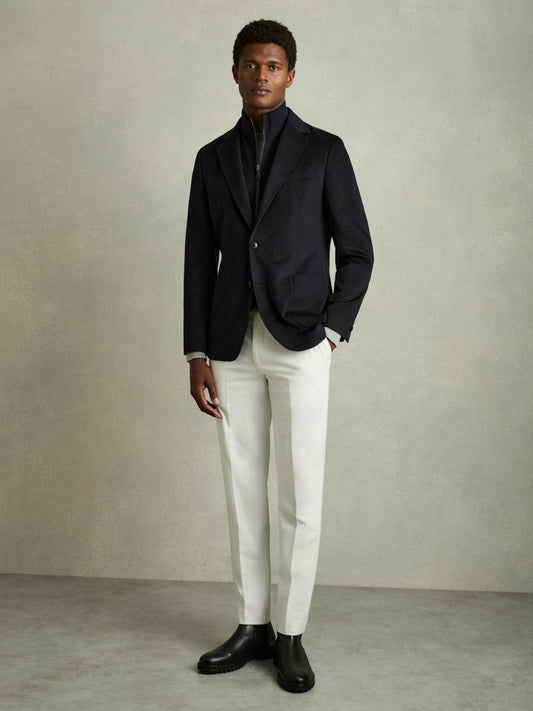 Single-Breasted Blazer With Gilet Insert Regular-Fit in Navy Men | Reiss