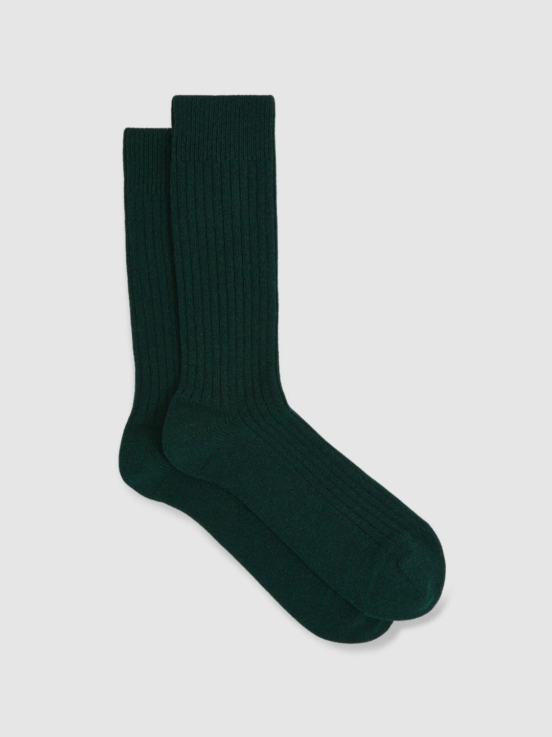 Ribbed Socks With Wool And Cashmere in Forest Green Men | Reiss