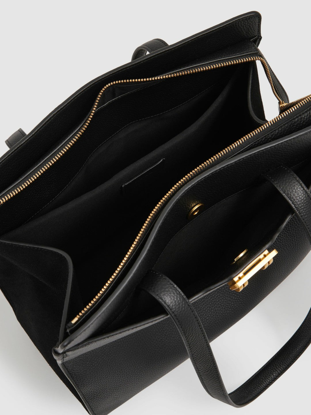 Grained Leather Tote Bag in Black Women | Reiss