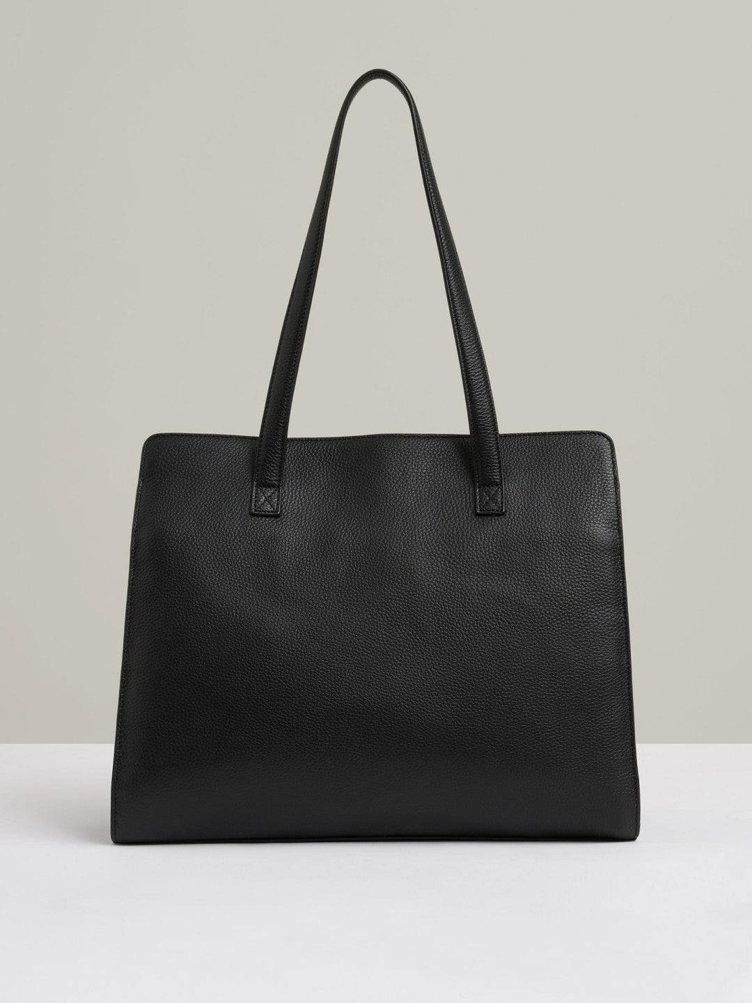 Grained Leather Tote Bag in Black Women | Reiss