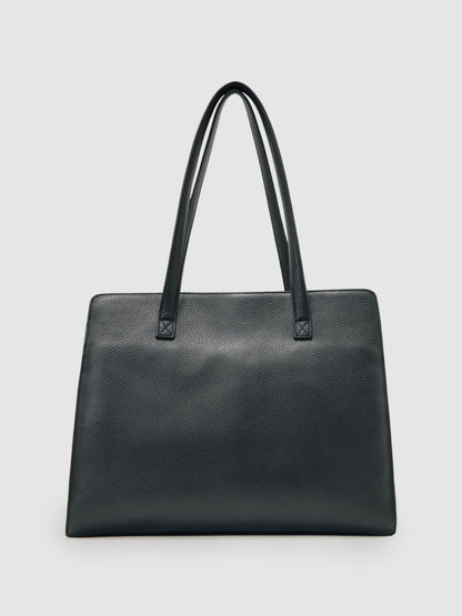 Grained Leather Tote Bag in Black Women | Reiss