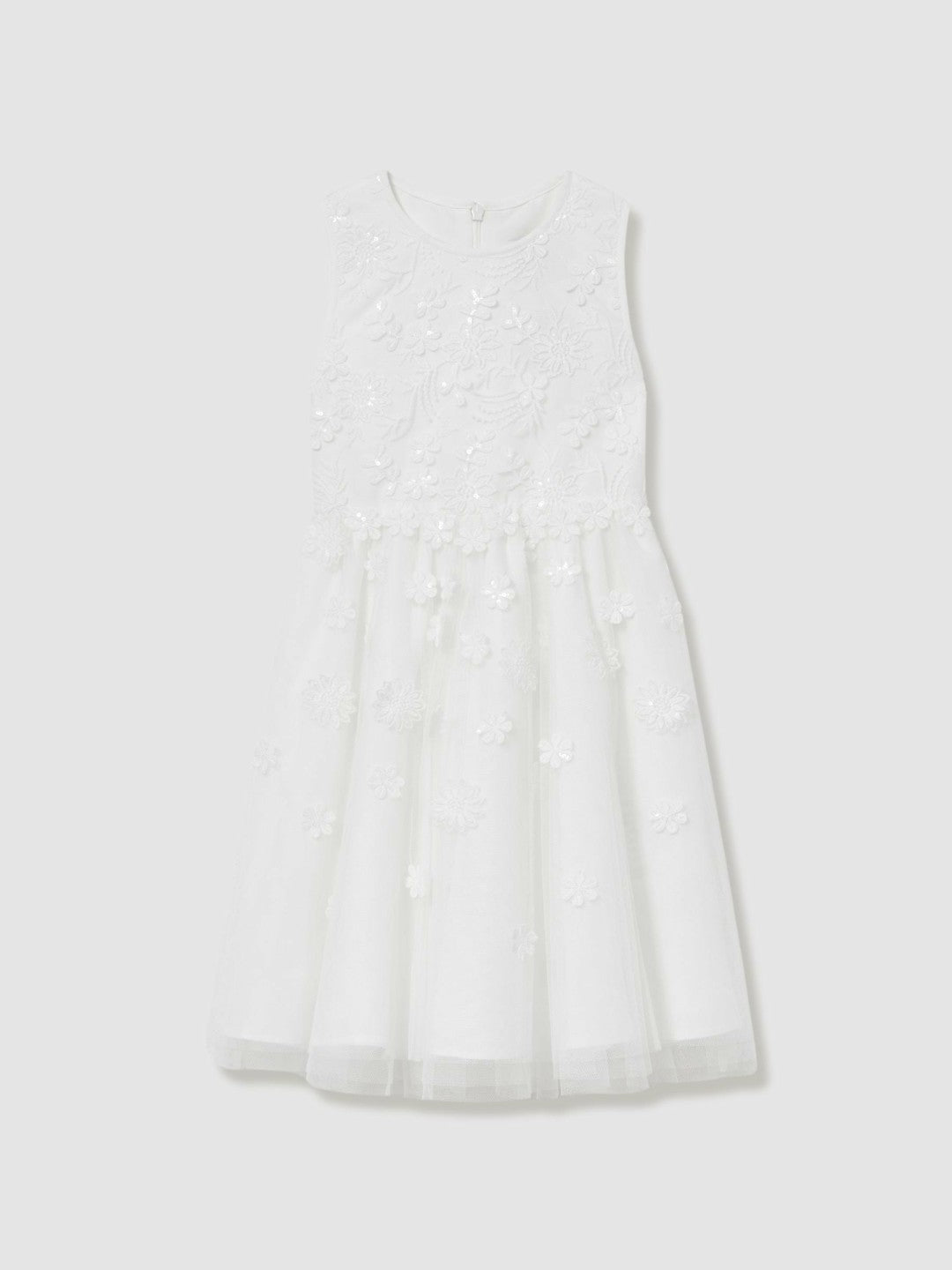 13-14 yrs Tulle Floral-Embroidered Bridesmaid Dress in Ivory Children & Baby | Reiss