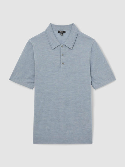 Merino Wool Polo Shirt in Soft Blue Men | Reiss