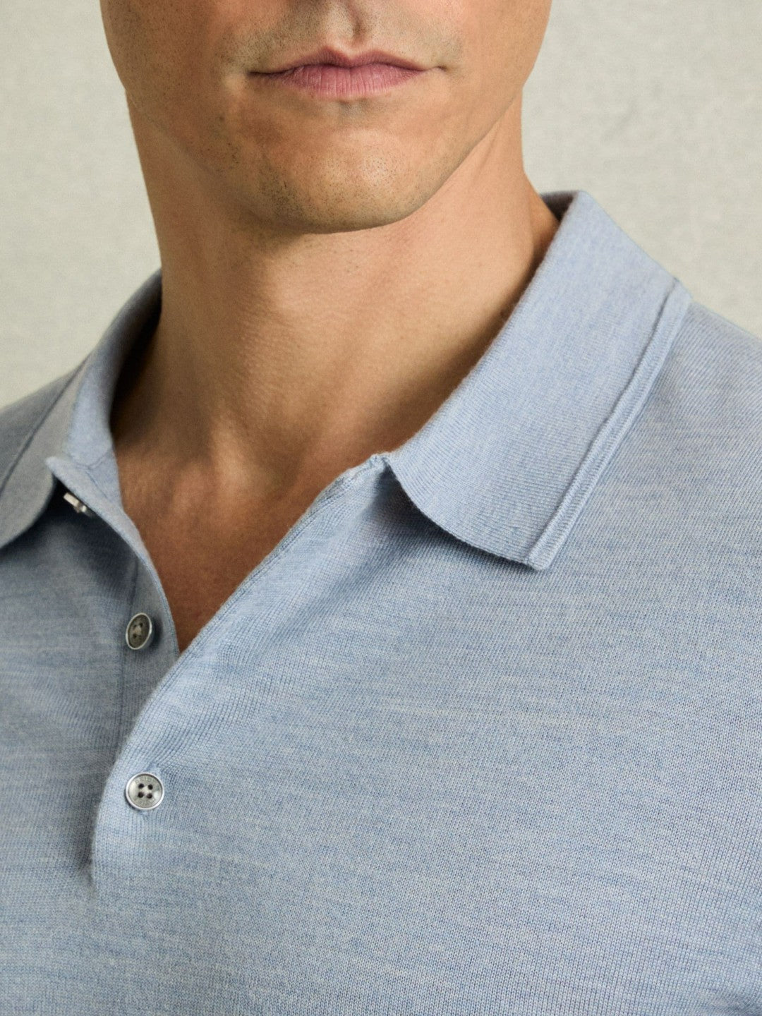 Merino Wool Polo Shirt in Soft Blue Men | Reiss