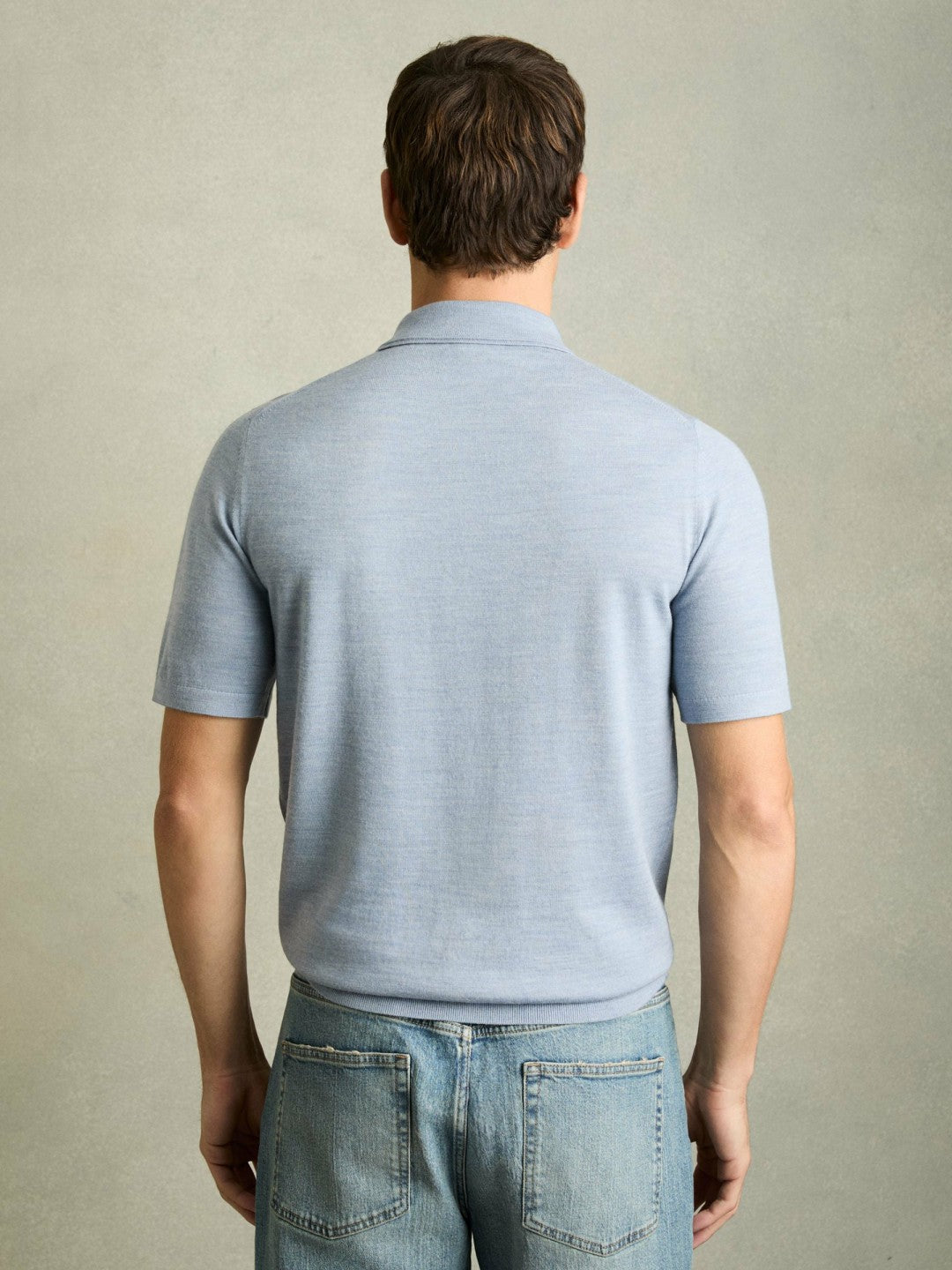 Merino Wool Polo Shirt in Soft Blue Men | Reiss