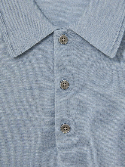 Merino Wool Polo Shirt in Soft Blue Men | Reiss