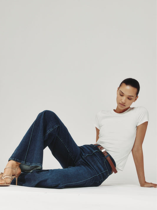 Petite Stretch-Cotton Wide-Leg Jeans in Dark Blue Women | Reiss