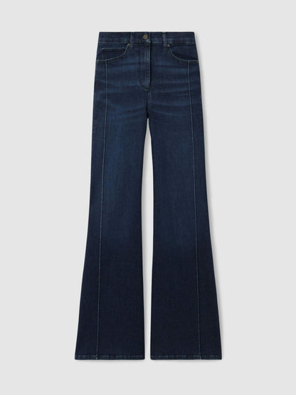Petite Stretch-Cotton Wide-Leg Jeans in Dark Blue Women | Reiss