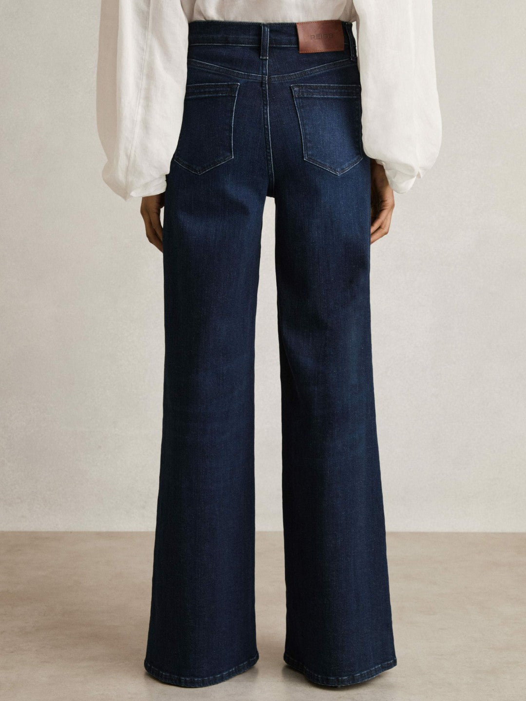 Petite Stretch-Cotton Wide-Leg Jeans in Dark Blue Women | Reiss