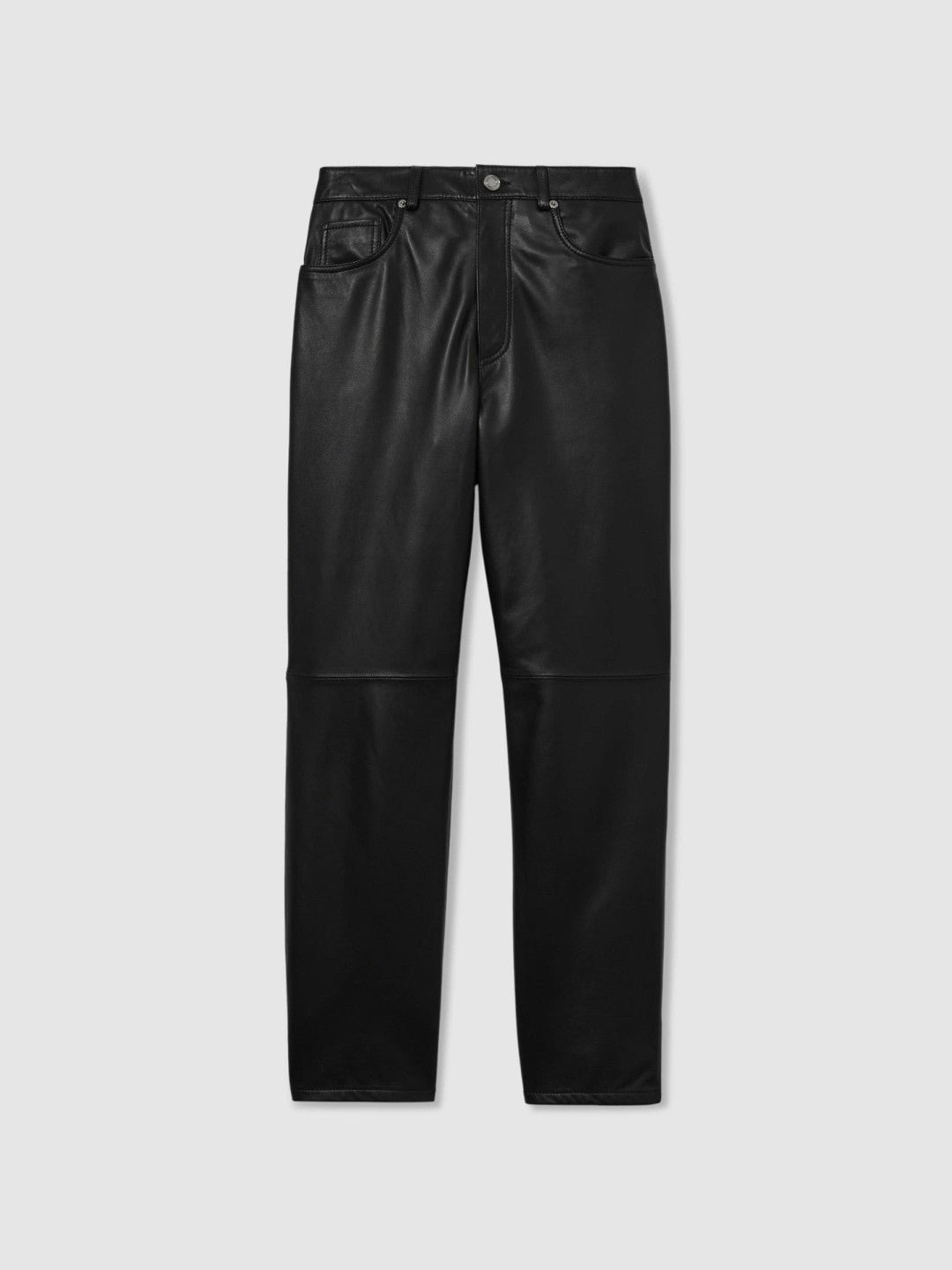 Leather Slim-Leg Trousers in Black Women | Reiss