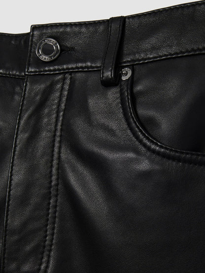 Leather Slim-Leg Trousers in Black Women | Reiss