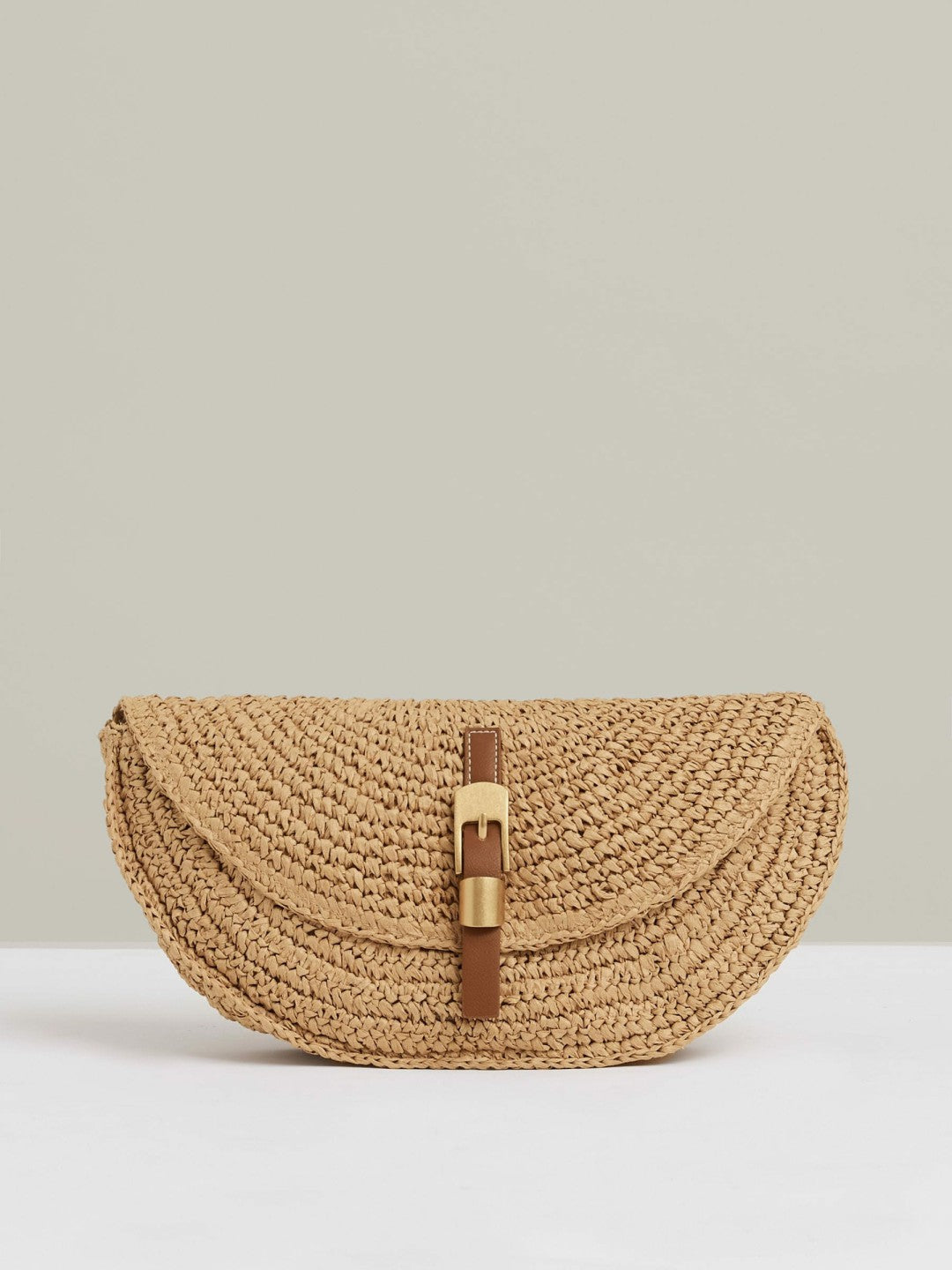 Raffia Half-Moon Clutch Bag in Natural Women | Reiss