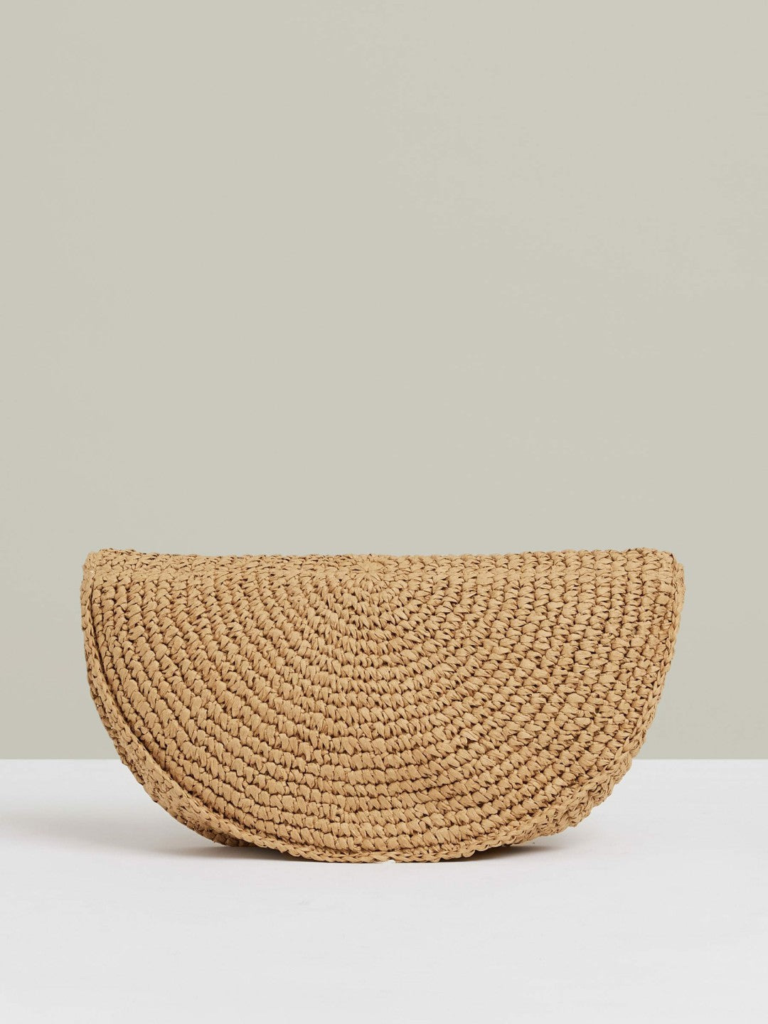 Raffia Half-Moon Clutch Bag in Natural Women | Reiss