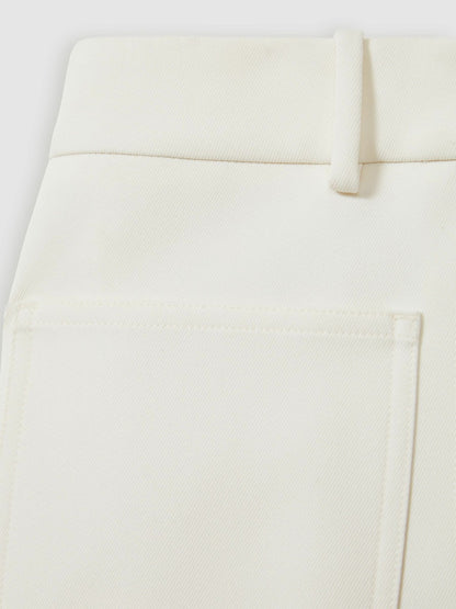 Twill Patch-Pocket Flared Trousers in Cream Women | Reiss