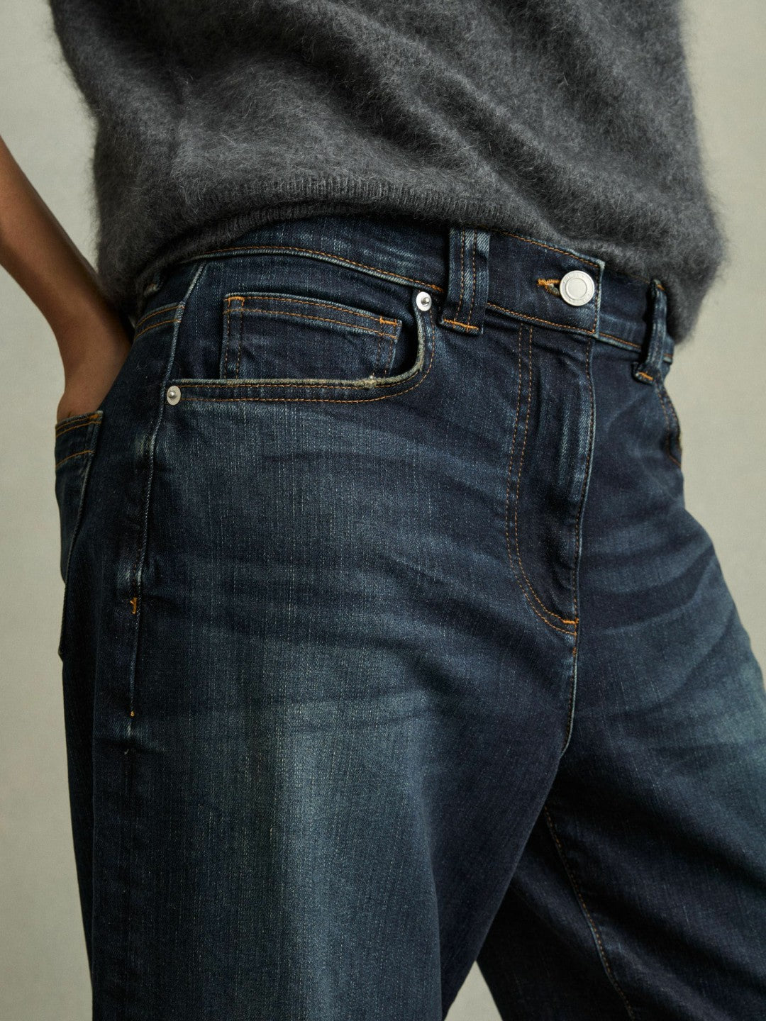 Petite Denim Culotte Jeans in Dark Blue Women | Reiss
