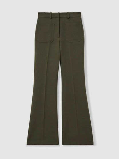Twill Patch-Pocket Flared Trousers in Green Women | Reiss