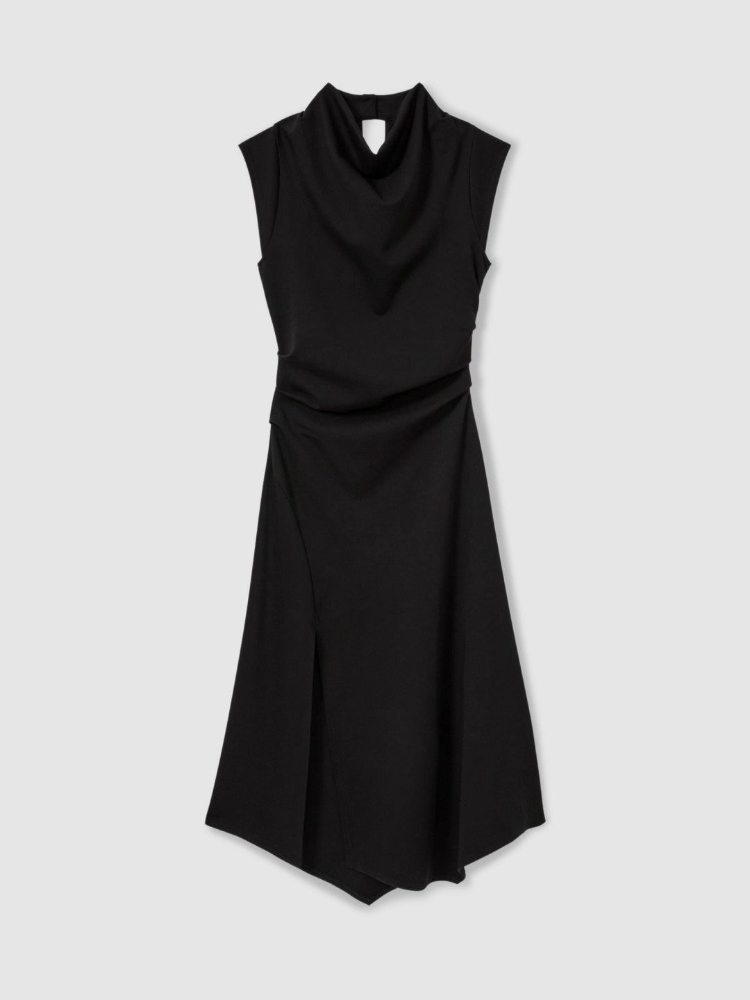 Twill-Jersey Draped Midi Dress in Black Women | Reiss
