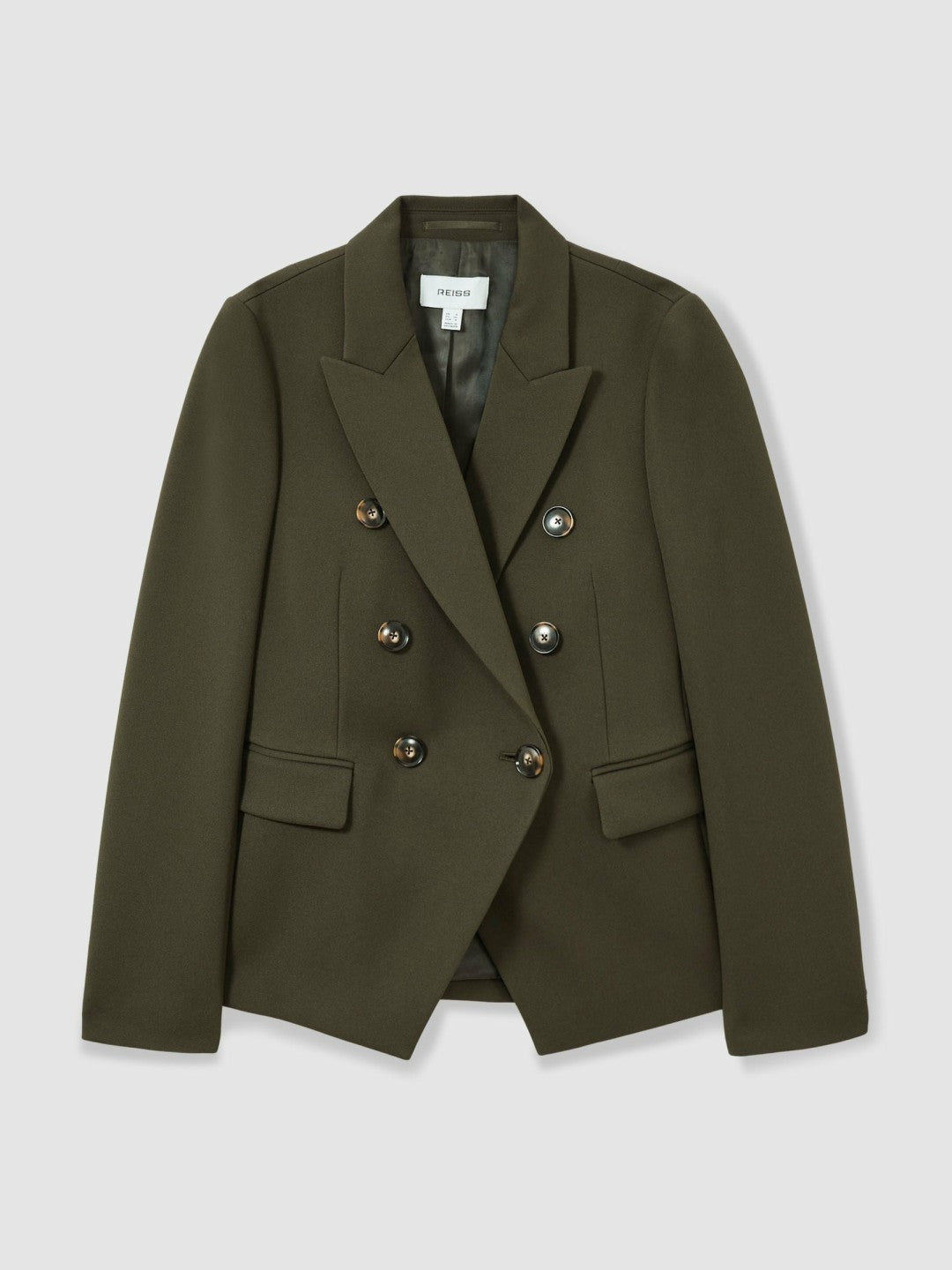 Twill Double-Breasted Blazer in Green Women | Reiss
