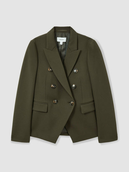 Twill Double-Breasted Blazer in Green Women | Reiss