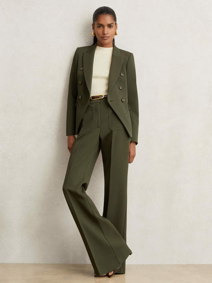 Twill Double-Breasted Blazer in Green Women | Reiss