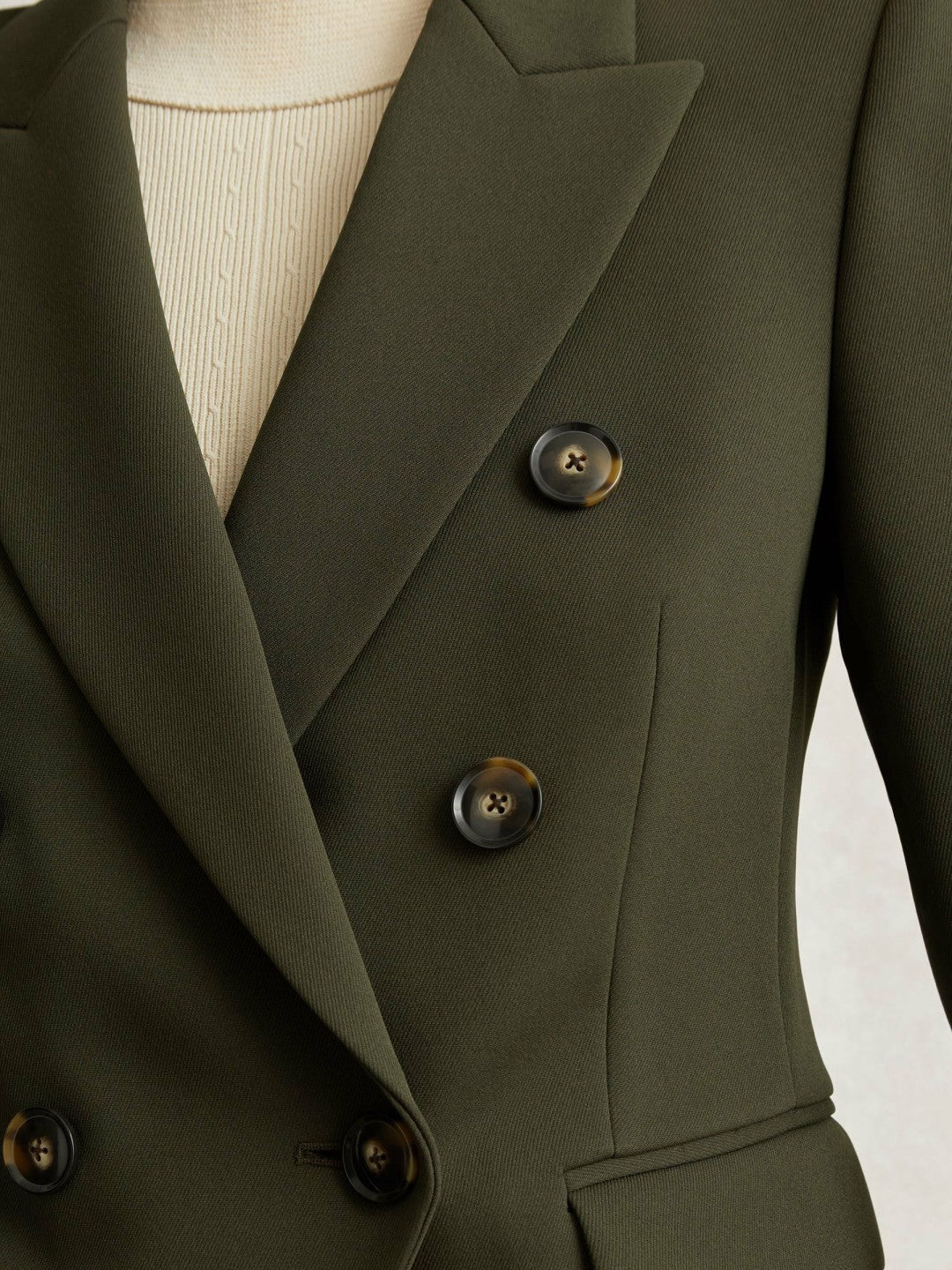 Twill Double-Breasted Blazer in Green Women | Reiss