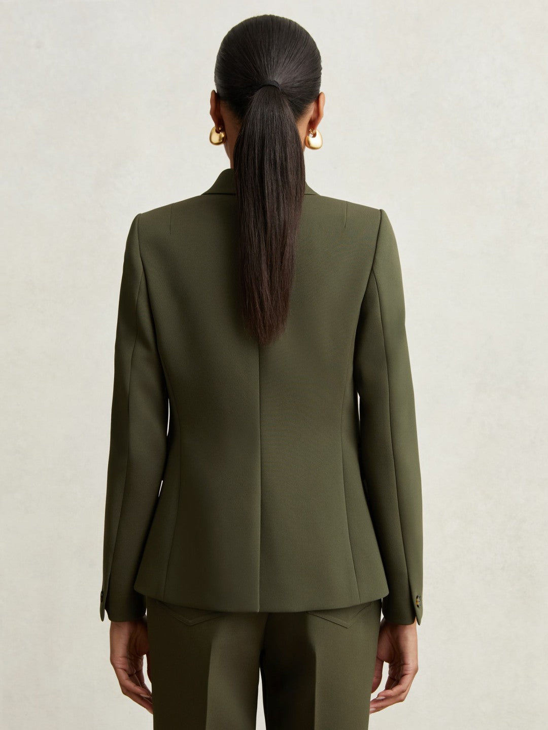 Twill Double-Breasted Blazer in Green Women | Reiss