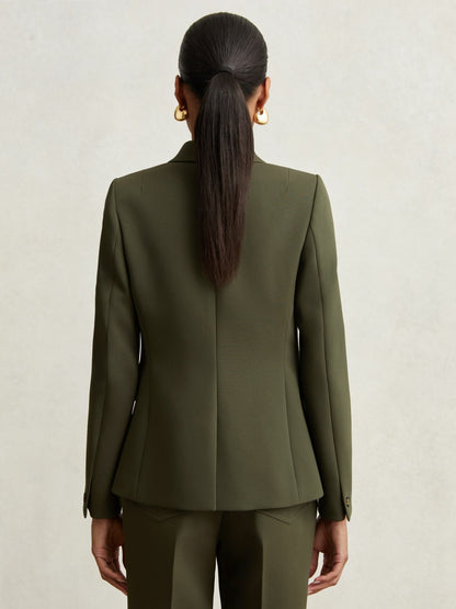 Twill Double-Breasted Blazer in Green Women | Reiss