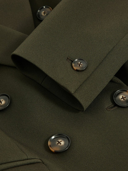 Twill Double-Breasted Blazer in Green Women | Reiss