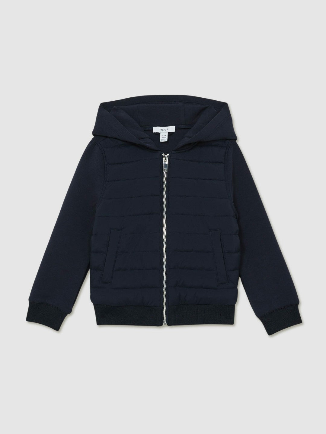 9-13 yrs Interlock Hybrid Hooded Puffer Jacket in Navy Children & Baby | Reiss