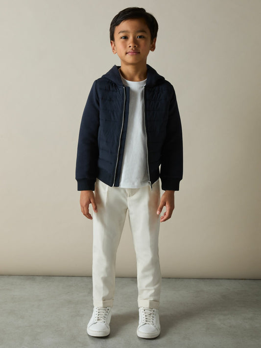 3-9 yrs Interlock Hybrid Hooded Puffer Jacket in Navy Children & Baby | Reiss