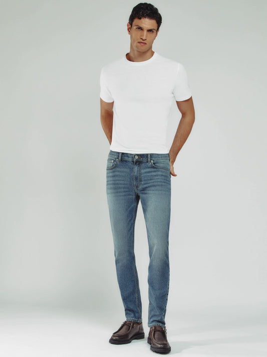 Cotton-Stretch Slim-Fit Jeans in Washed Indigo Green Cast Men | Reiss