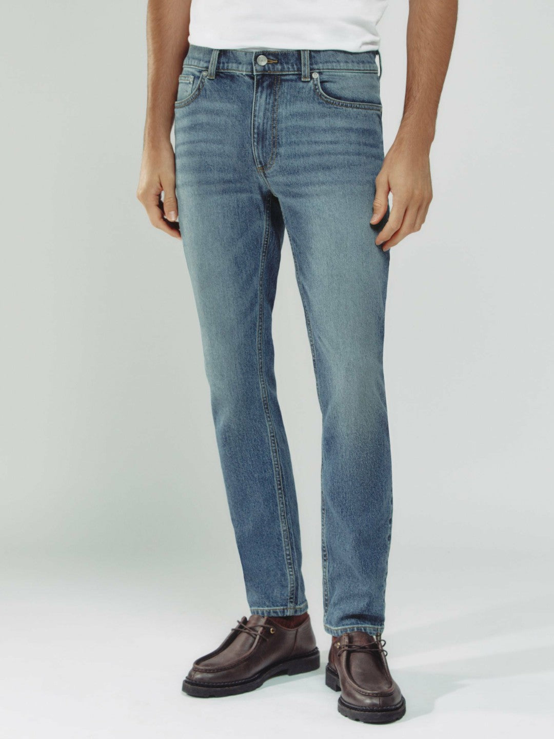 Cotton-Stretch Slim-Fit Jeans in Washed Indigo Green Cast Men | Reiss