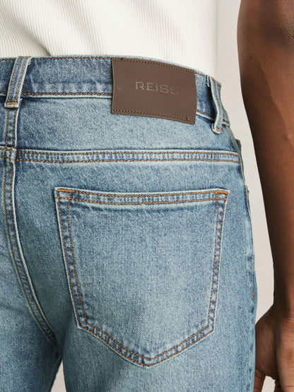 Cotton-Stretch Slim-Fit Jeans in Washed Indigo Green Cast Men | Reiss