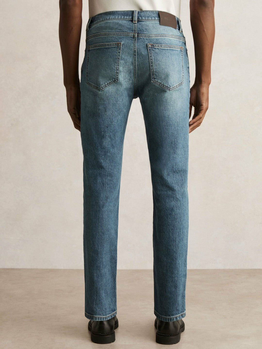 Cotton-Stretch Slim-Fit Jeans in Washed Indigo Green Cast Men | Reiss