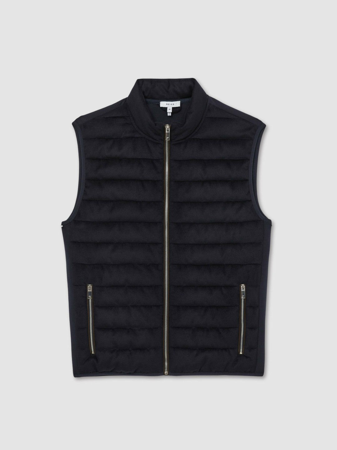 Brushed Jersey Quilted Gilet in Navy Men | Reiss