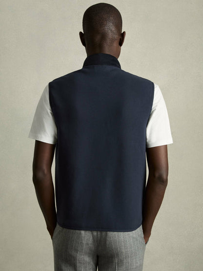 Brushed Jersey Quilted Gilet in Navy Men | Reiss