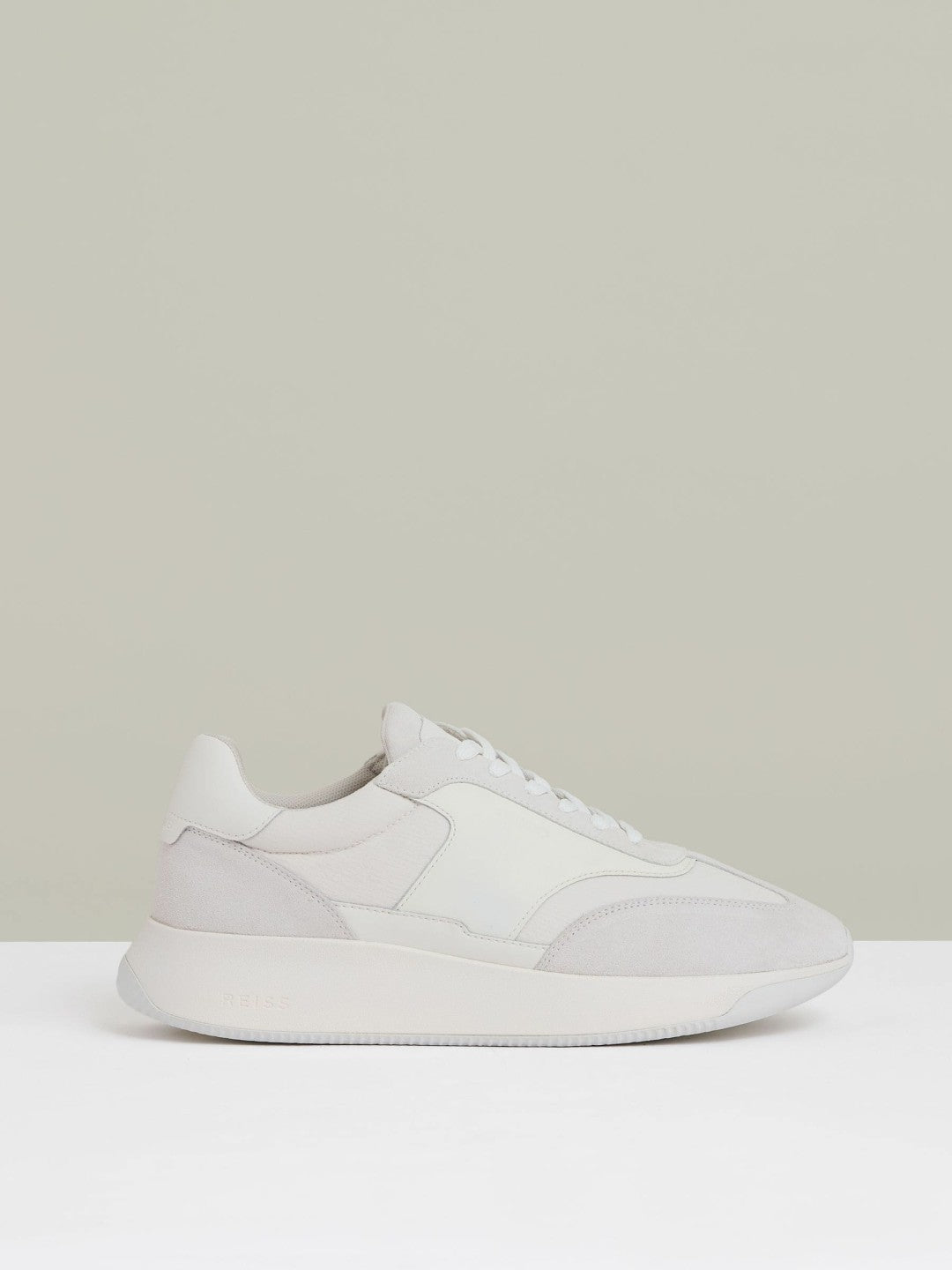 Leather Suede Running Trainers in White Men | Reiss