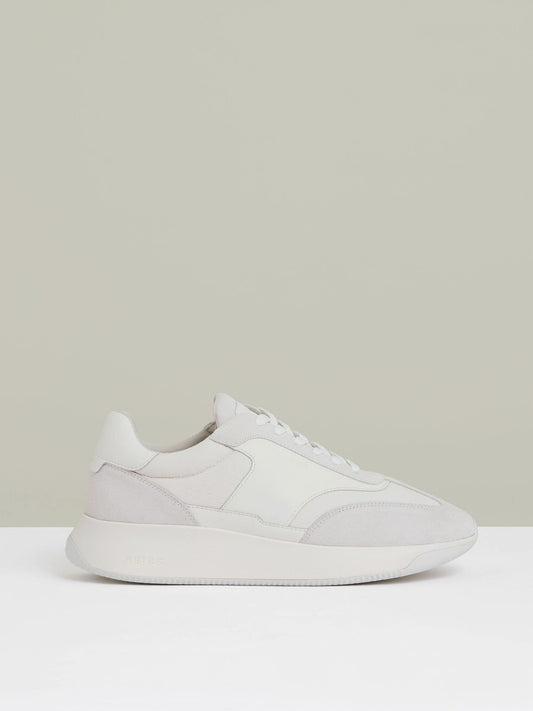 Leather Suede Running Trainers in White Men | Reiss