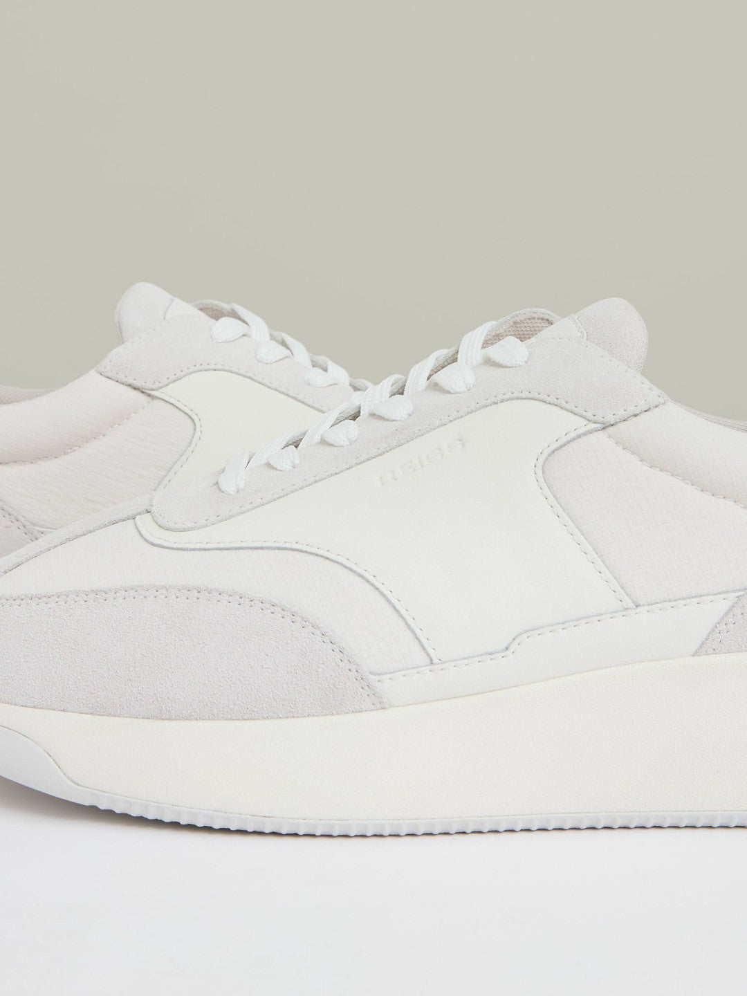Leather Suede Running Trainers in White Men | Reiss