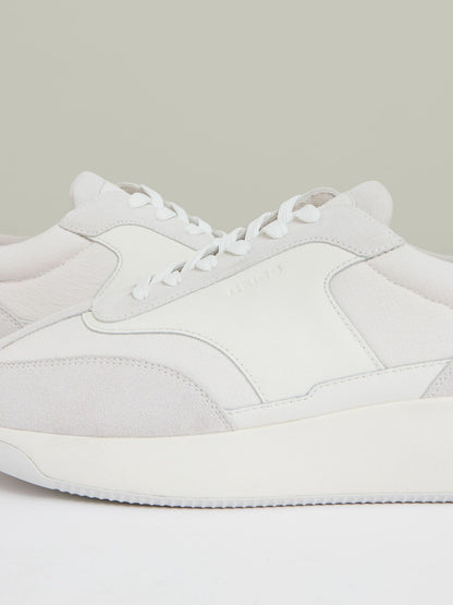 Leather Suede Running Trainers in White Men | Reiss