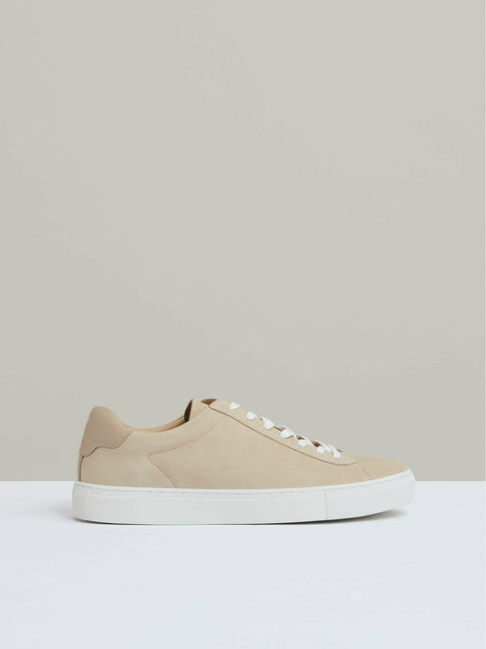 Nubuck Leather Low-Top Trainers in Ecru Men | Reiss