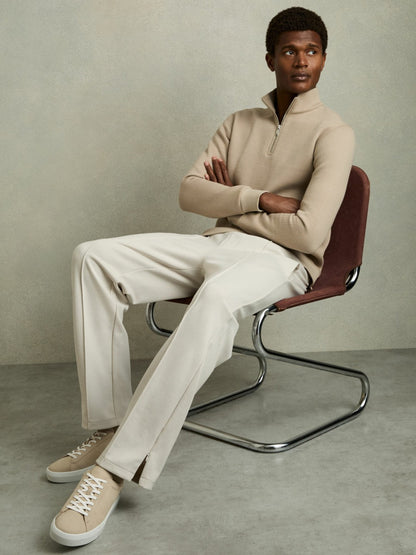 Nubuck Leather Low-Top Trainers in Ecru Men | Reiss