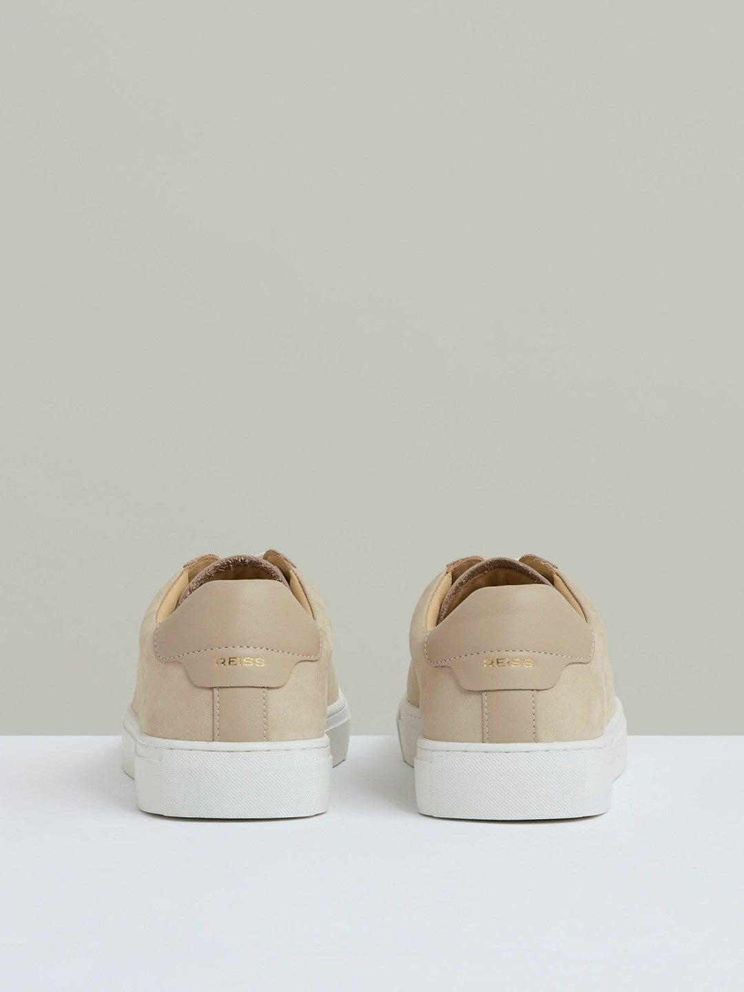 Nubuck Leather Low-Top Trainers in Ecru Men | Reiss