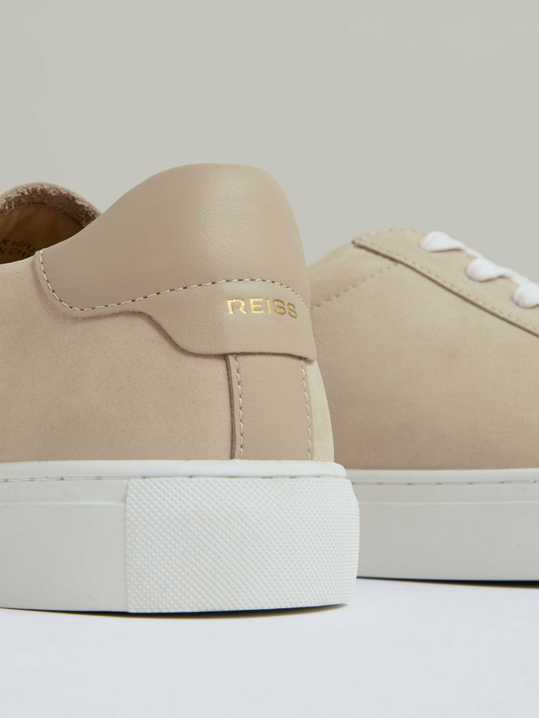 Nubuck Leather Low-Top Trainers in Ecru Men | Reiss