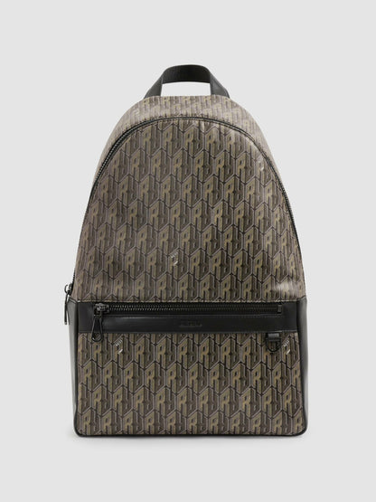 Monogram-Print Coated-Canvas Backpack in Grey Multi Men | Reiss