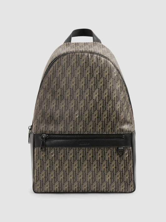 Monogram-Print Coated-Canvas Backpack in Grey Multi Men | Reiss