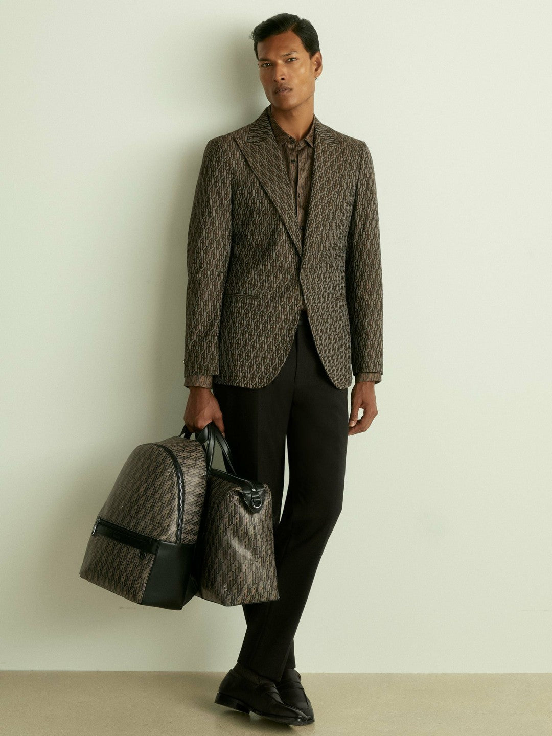 Monogram-Print Coated-Canvas Backpack in Grey Multi Men | Reiss