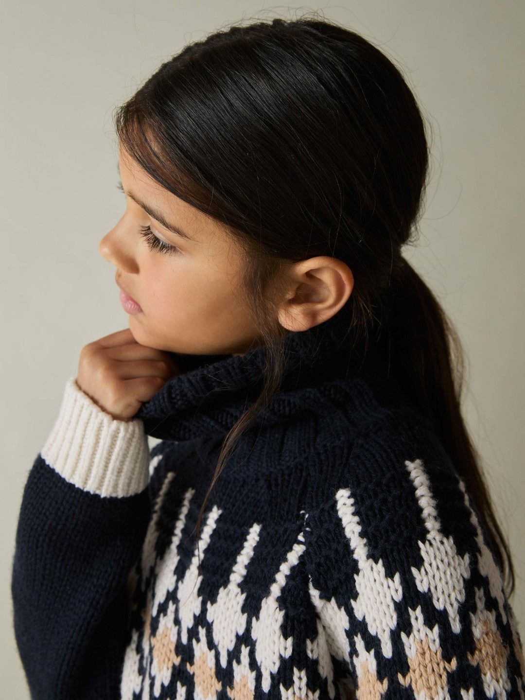 13-14 yrs Wool-Blend Fair Isle Roll-Neck Dress in Navy Children & Baby | Reiss