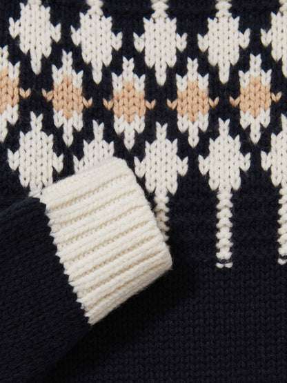 13-14 yrs Wool-Blend Fair Isle Roll-Neck Dress in Navy Children & Baby | Reiss