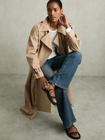 Leather Braided Flat Sandals in Black Women | Reiss